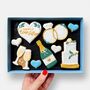 Wedding Congratulations Iced Biscuits And Macarons Hamper Gift, thumbnail 2 of 6