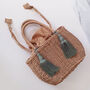 Boho Wicker Tassel Tote Summer Bag, thumbnail 3 of 12