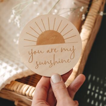 Wooden Baby Announcement Sunshine Engraved Sign, 3 of 8
