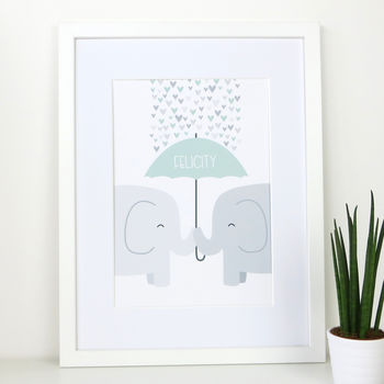 Elephants Nursery New Baby Print Gift, 3 of 10