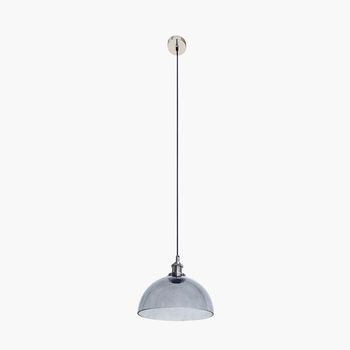 Silver Metal And Grey Glass Dome Pendant Ceiling Light, 2 of 8