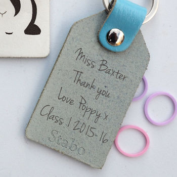 Teacher Gift Personalised Leather Rabbit Key Fob, 2 of 8