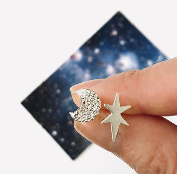 Mismatched Moon And Northern Star Earrings, 8 of 11