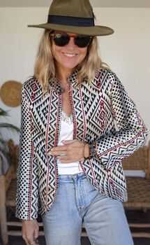Zambezi Geometric Tribal Short Biker Jacket Coat, 10 of 12