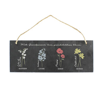 Personalised Family Birth Flowers Slate Sign, 5 of 8