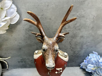 26cm Red Gentleman Stag Bust – Mini Deer Suit Figurine, 10 of 12
