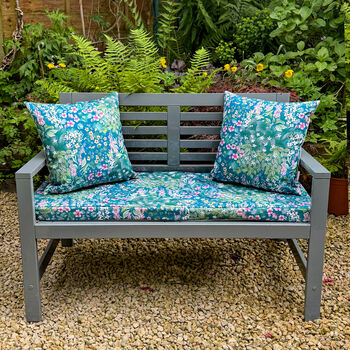 Water Resistant Bench Seat Pad Cottage Garden Teal, 5 of 6