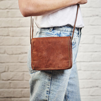 Small Leather Messenger Bag With Personalisation, 4 of 4