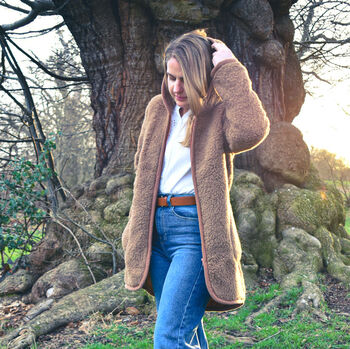 Freya Merino Wool Fleece Jacket In Camel, 7 of 8