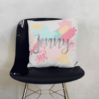 Personalised Foil Paint Strokes Cushion Gift For Her, 3 of 3