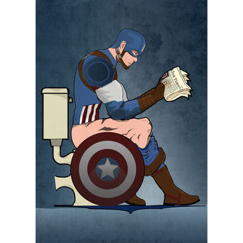 Captain America On The Toilet Poster Wall Art Print, 4 of 9