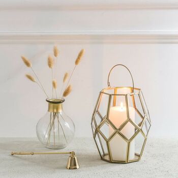Glass Lantern Candle Holder With Drum Shape, 2 of 5