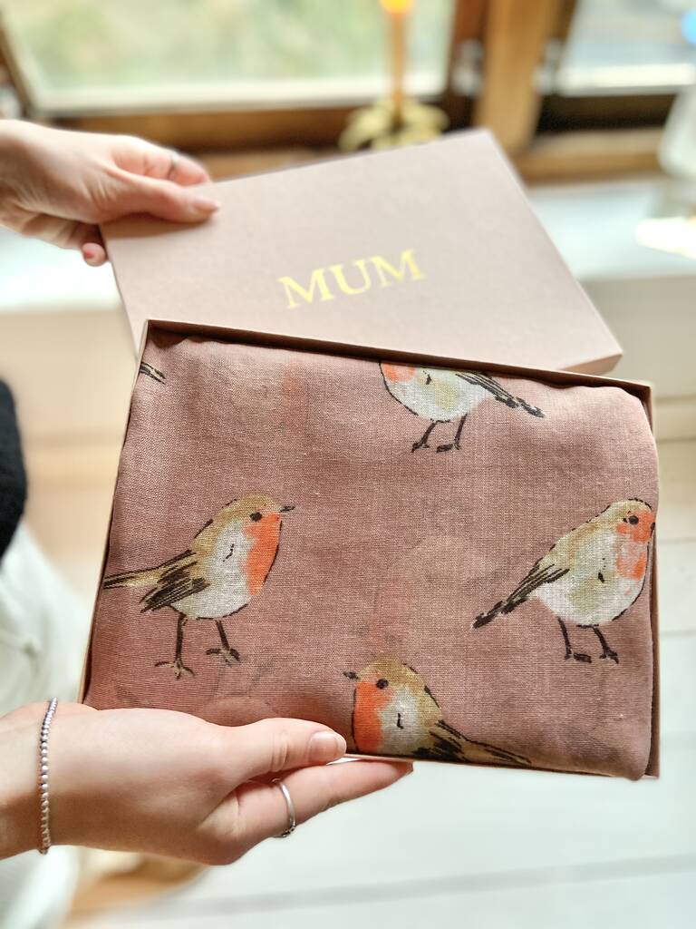 Personalised Robin Print Scarf, 1 of 6