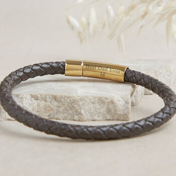 Mens Personalised Best Dad Ever Round Braided Leather Bracelet, 5 of 9