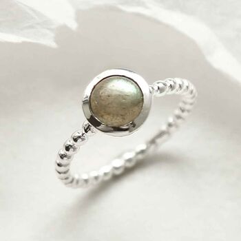 Sterling Silver Beaded Gemstone Rings, 4 of 8