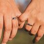 Adjustable His/Her Couple Moon And Sun Promise Rings, thumbnail 2 of 4