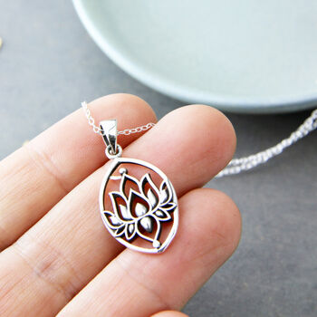 Sterling Silver Lotus Necklace, 2 of 9