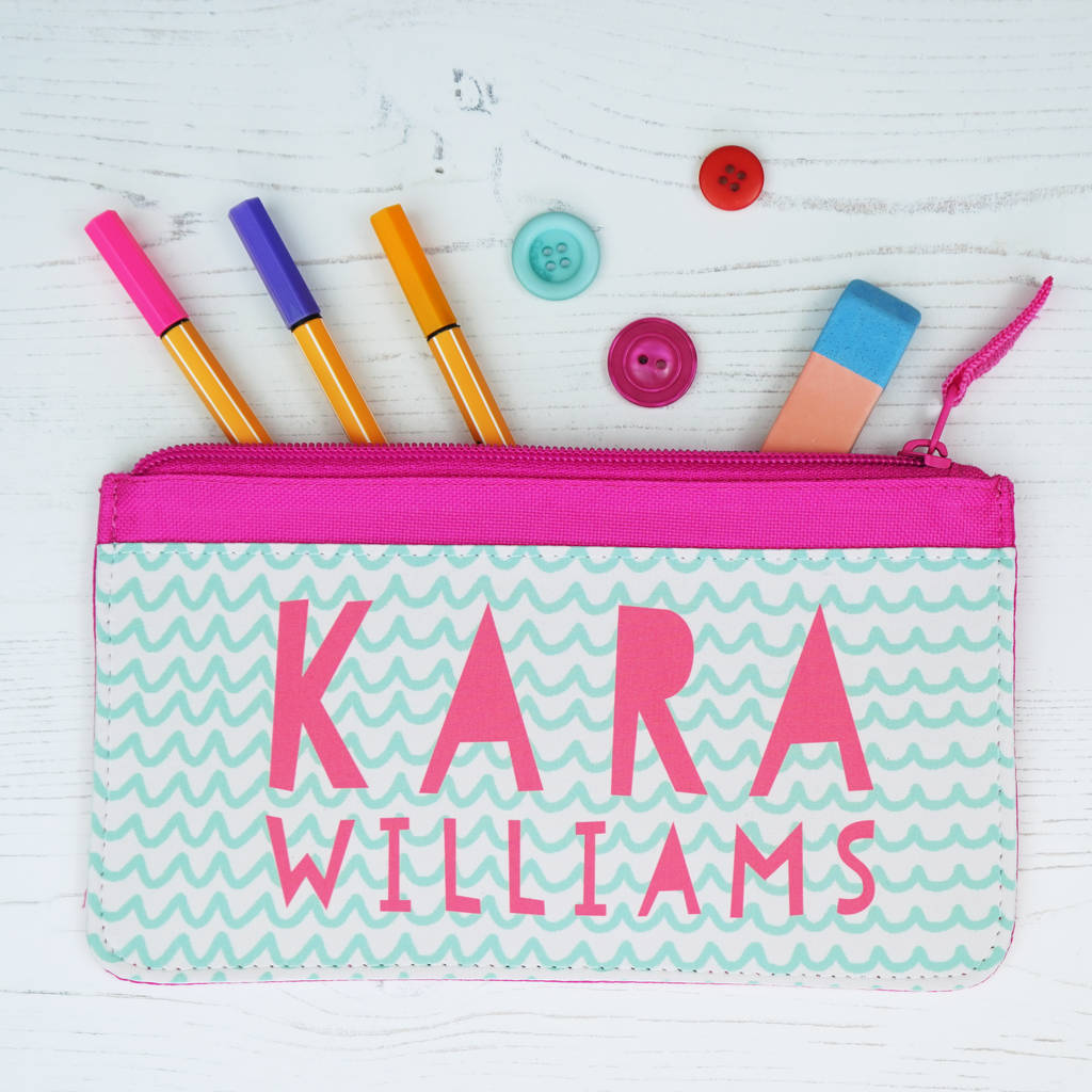 Personalised Pastel Patterned Children's Pencil Case, 1 of 3