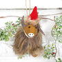 Highland Cow Coo Fluffy Christmas Tree Decoration, thumbnail 1 of 5