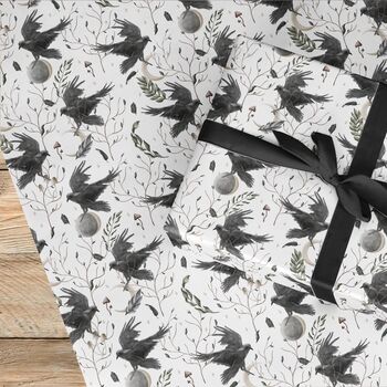 Black Raven Gift Wrapping Paper Roll Or Folded, 2 of 3