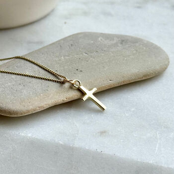 Mini Cross Necklace In 14ct Gold, 2 of 5