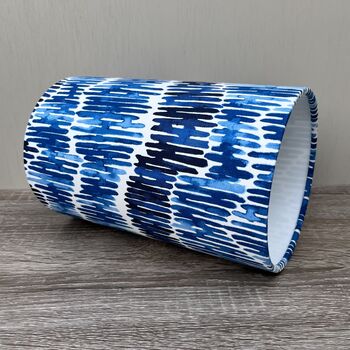 Tidal Marine Blue Patterned Cylinder Lampshades, 2 of 9