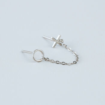 Sterling Silver X And O Double Piercing Earring, 5 of 6