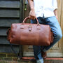 'Drake' Men's Leather Duffle Holdall In Cognac Leather, thumbnail 1 of 10