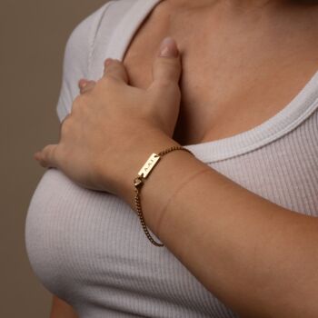 Womens Gold 3 Mm Cuban Personalised Bracelet, 3 of 10