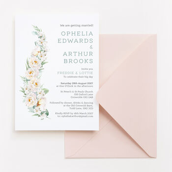Wedding Invitation Pastel Green And White Floral, 4 of 6