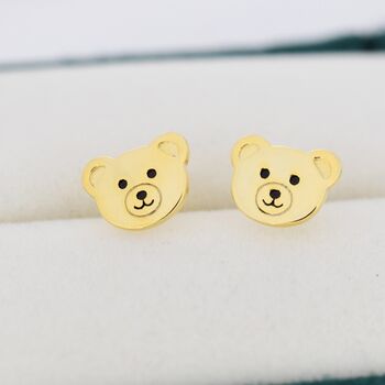 Teddy Bear Stud Earrings In Sterling Silver, 4 of 11