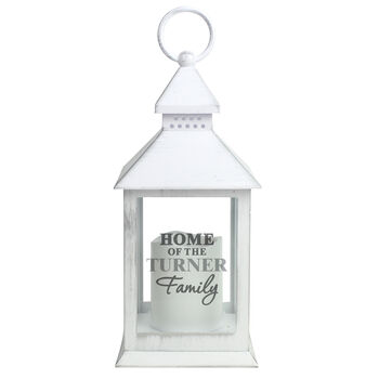 Personalised New Home Family White Lantern, 4 of 4
