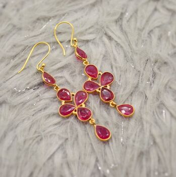Red Ruby Dangle Earrings, 5 of 8