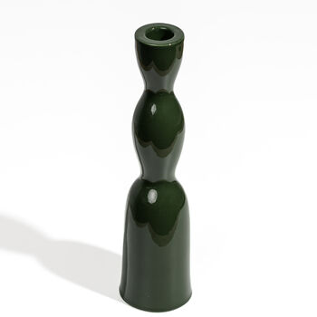 Tall Wave Candleholder Dark Green, 2 of 4