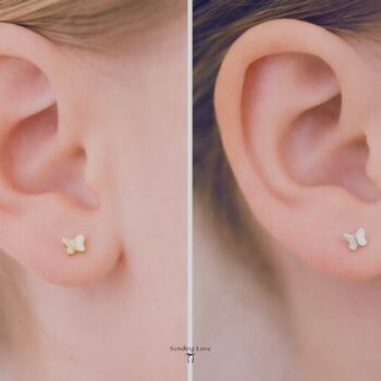 Children’s Butterfly Earrings In Sterling Silver And Gold Easter Gift For Girls, 2 of 6