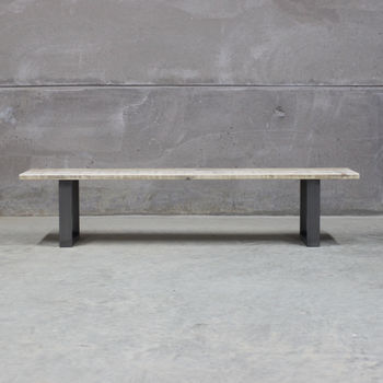 Trafalgar Reclaimed Wood Bench With Square Steel Frame, 3 of 5