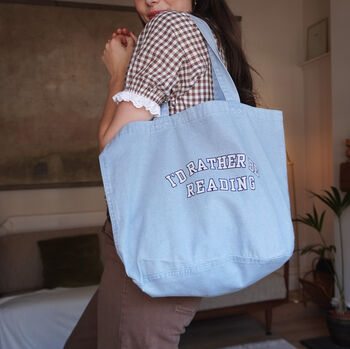 I'd Rather Be Reading Slogan Tote Bag, 4 of 5