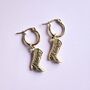 Gold Plated Cowboy Boot Huggie Hoop Earrings, thumbnail 2 of 5