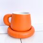 Cushion Club Ceramic Mug And Saucer Set Orange, thumbnail 1 of 4