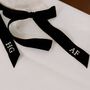 Narrow Velvet Bow – Embroidered With Initials Place Setting Bow, thumbnail 7 of 9