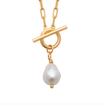 18k Gold Vermeil Plated Pearl Necklace, 4 of 7