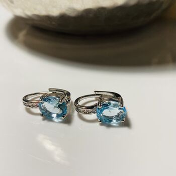 Aqua Blue Silver Earrings, 3 of 3