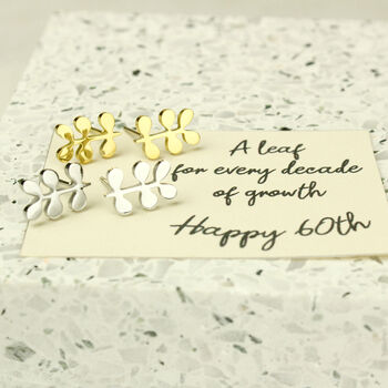 60th Birthday A Leaf For Every Decade Earrings, 2 of 9