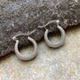 Small Huggie Hoop Textured Sterling Silver Earrings, thumbnail 2 of 10