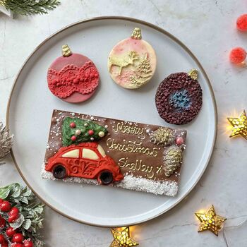 Vegan Christmas Tree Chocolate, Santa's Car Gift Box, 9 of 9