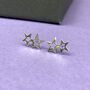 Christmas Eve Silver Stars Earring Studs, thumbnail 2 of 2