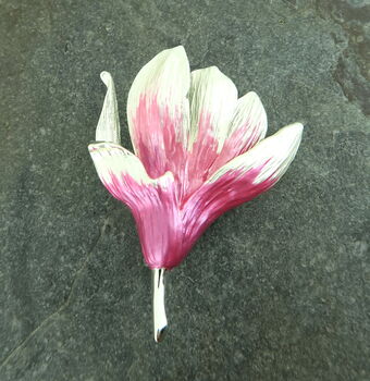 Magnolia Pink Flower Brooch, 4 of 5