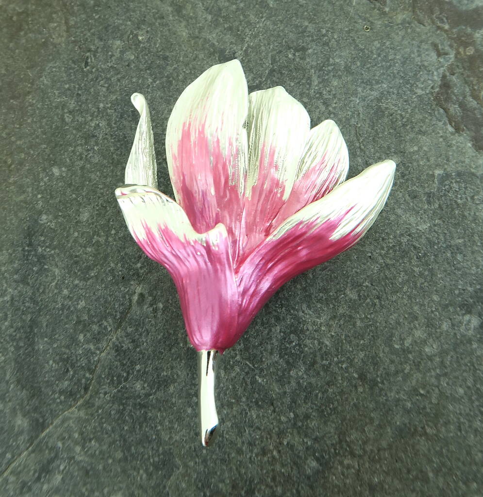 Magnolia Pink Flower Brooch, 1 of 4