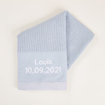 Personalised Baby Blue Cellular Blanket, 3 of 6