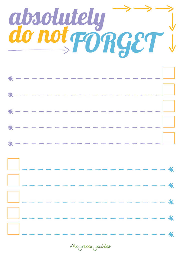 Do Not Forget List Note Pad By the green gables | notonthehighstreet.com